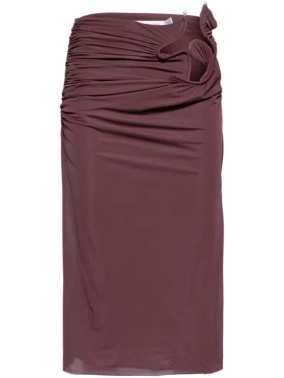 Christopher Esber Venus Sheer Jersey Midi Skirt In Brown