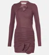 Christopher Esber Venus Looped Sheer Jersey Mini Dress In Brown