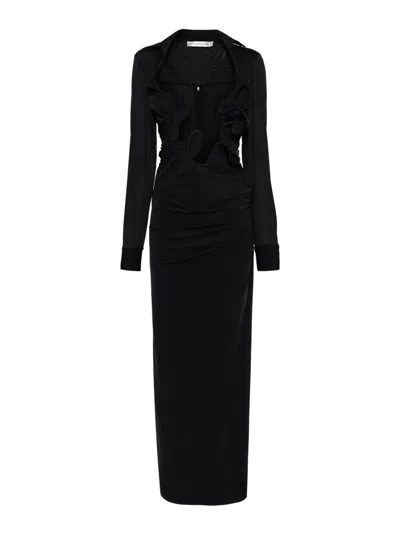 Christopher Esber Venus Plunge Shirt Dress In Black
