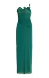 Christopher Esber Venus Sculpted One-shoulder Maxi Dress In Green