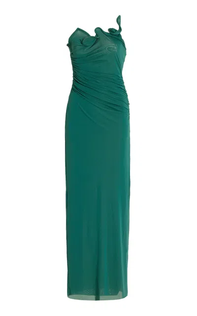 Christopher Esber Venus Sculpted One-shoulder Maxi Dress In Green