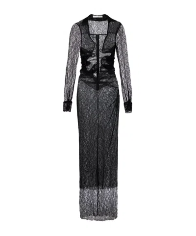 Christopher Esber Venus Sheer Lace Gown In Black