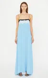 Christopher Esber Verce Lace Floating Silk Dress In Blue