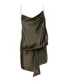 Christopher Esber Verdant Falls Draped Silk Satin Bodysuit In Black