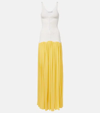 Christopher Esber Verner Cutout Lace-trimmed Jersey Maxi Dress In Yellow