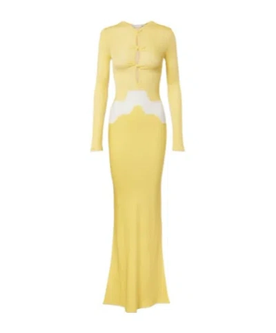 Christopher Esber Verner Cutout Lace-trimmed Jersey Maxi Dress In Yellow