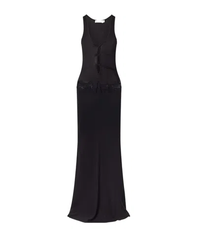 Christopher Esber Verner Cut-out Ribbed-detail Lace-trimmed Jersey Midi Dress In Black
