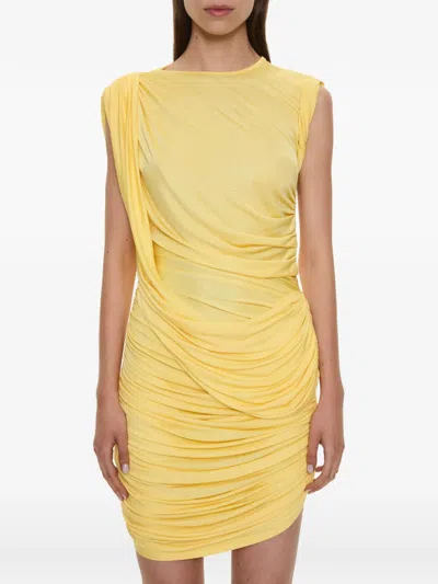 Christopher Esber Verve Draped Sleeveless Fitted Mini Dress In Yellow