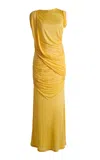 Christopher Esber Verve Twisted Drape Georgette Maxi Dress In Yellow