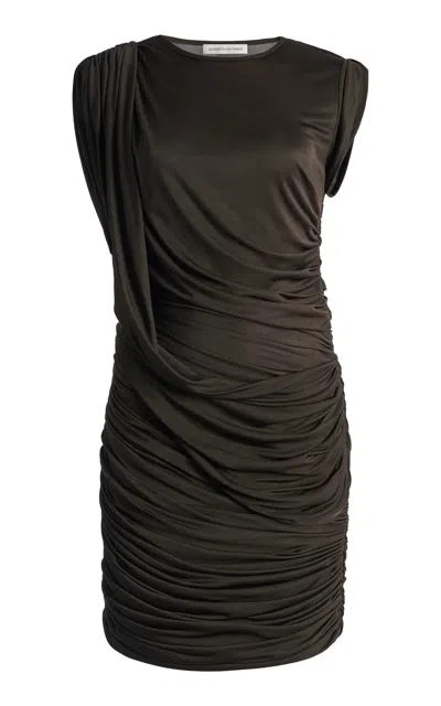 Christopher Esber Verve Twisted Drape Georgette Midi Dress In Gray