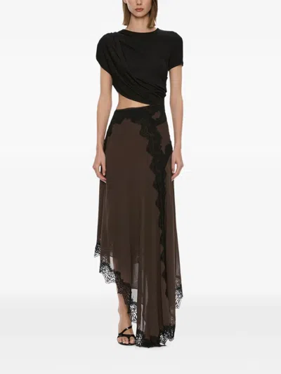 Christopher Esber Verve Twisted Lace Asymmetric Dress In Black