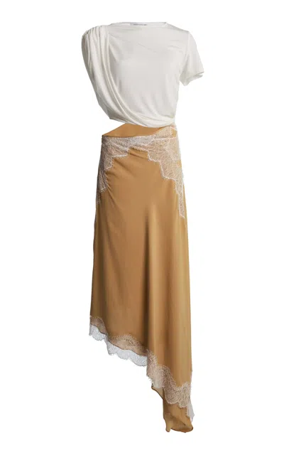 Christopher Esber Verve Twisted Tank Asymmetric Silk Maxi Dress In Brown