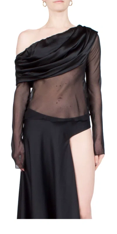 Christopher Esber Vilenica Veiled Off The Shoulder Top In Black