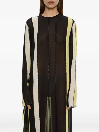 Christopher Esber Vin Panelled Picot Silk Long Sleeve Maxi Dress In Multi
