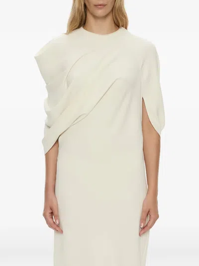 Christopher Esber Virelle Cocoon Draped Midi Dress In White