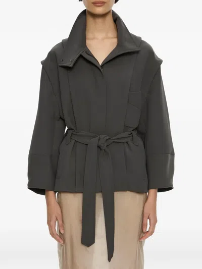 Christopher Esber Virelle Parapet Belt-waist Jacket In Gray