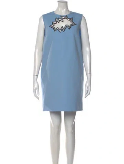 Pre-owned Christopher Esber Virgin Wool Mini Dress In Blue