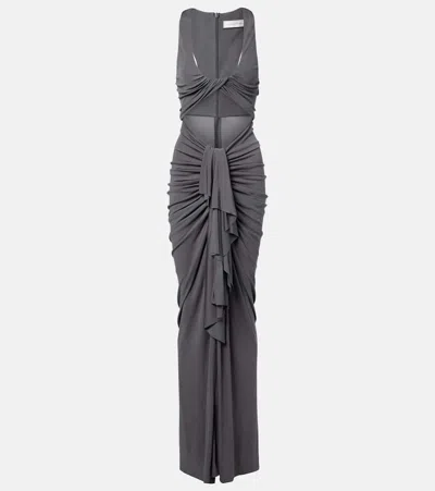 Christopher Esber Vivenda Cutout Gathered Gown In Gray