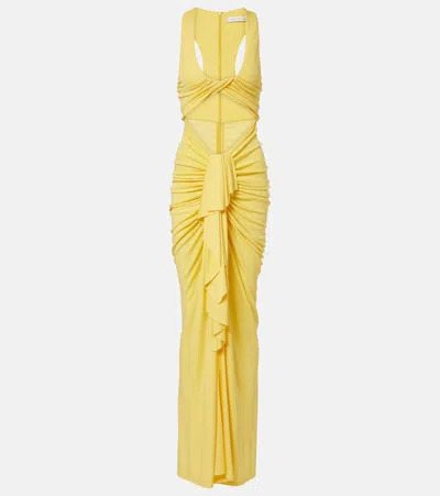 Christopher Esber Vivenda Cutout Gathered Gown In Yellow