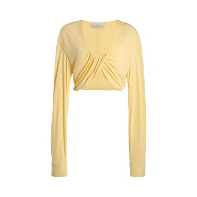 Pre-owned Christopher Esber Vivenda Drape Long-sleeve Top 'butter' | Yellow | Women's Size 10