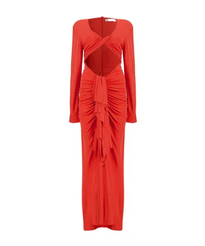 Christopher Esber Vivenda Drape Maxi Dress In Red