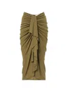 Christopher Esber Vivenda Drape Midi Skirt Olive Green