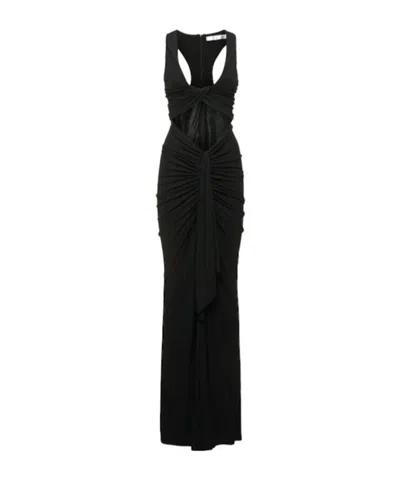 Christopher Esber Vivenda Draped Front Cutout Long Dress In Black