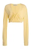 Christopher Esber Vivenda Draped Jersey Crop Top In Yellow