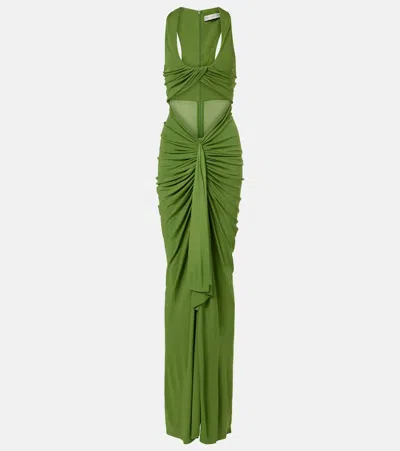 Christopher Esber Vivenda Draped Jersey Maxi Dress In Green