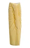 Christopher Esber Vivenda Draped Jersey Midi Skirt In Yellow