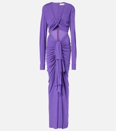 Christopher Esber Vivenda Gathered Jersey Maxi Dress In Grape