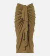 Christopher Esber Vivenda Drape Midi Skirt Olive Green In Green