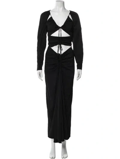 Pre-owned Christopher Esber V-neck Long Dress In Black