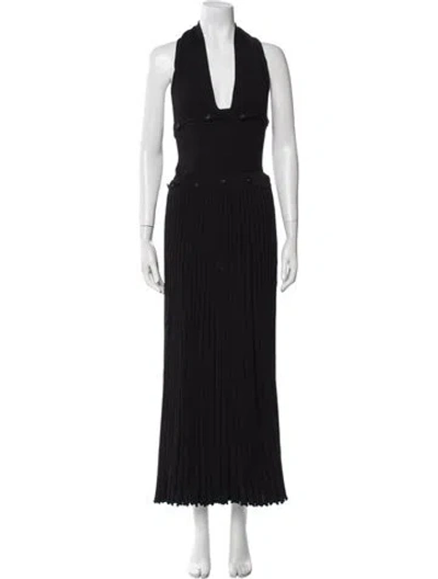 Pre-owned Christopher Esber V-neck Long Dress In Black