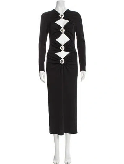 Pre-owned Christopher Esber V-neck Long Dress In Black