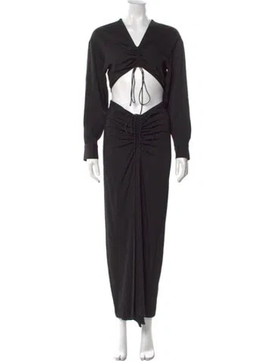 Pre-owned Christopher Esber V-neck Long Dress In Black