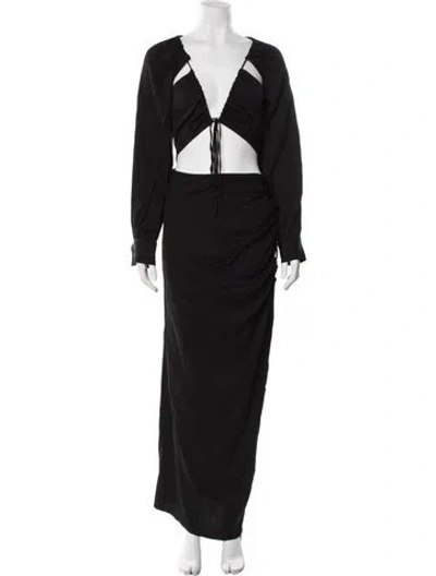 Pre-owned Christopher Esber V-neck Long Dress In Black