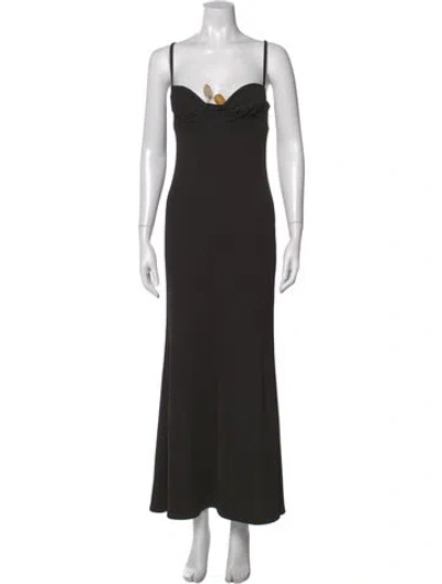 Pre-owned Christopher Esber V-neck Long Dress In Black