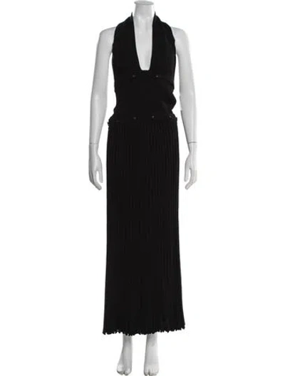 Pre-owned Christopher Esber V-neck Long Dress In Black