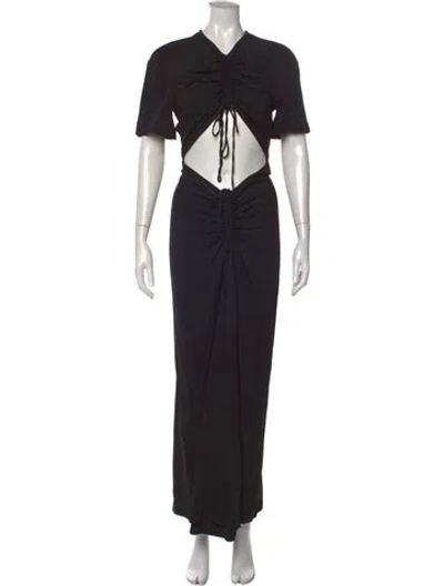 Pre-owned Christopher Esber V-neck Long Dress In Black
