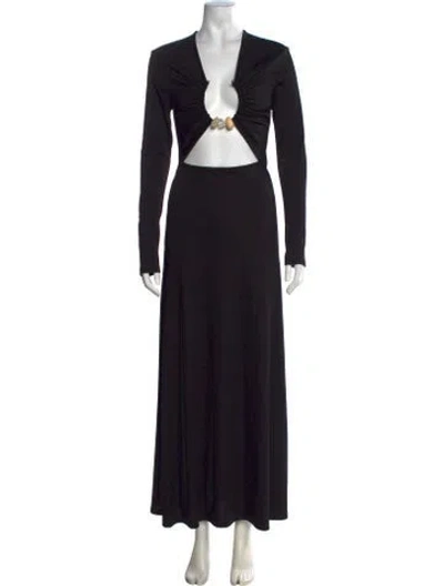 Pre-owned Christopher Esber V-neck Long Dress In Black