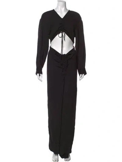 Pre-owned Christopher Esber V-neck Long Dress In Black
