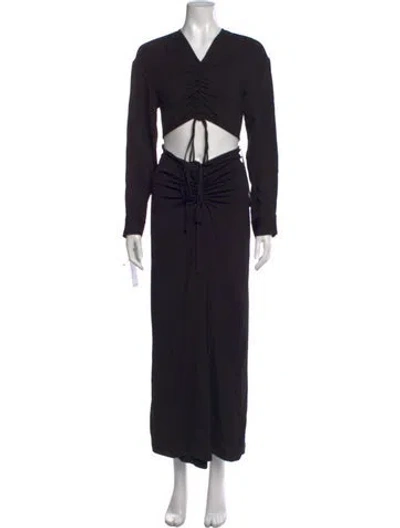 Pre-owned Christopher Esber V-neck Long Dress In Black
