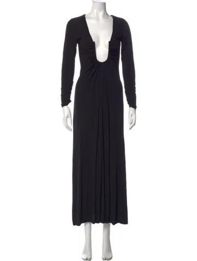 Pre-owned Christopher Esber V-neck Long Dress In Black