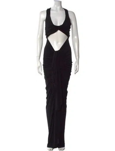 Pre-owned Christopher Esber V-neck Long Dress In Black