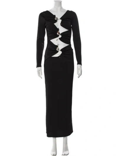 Pre-owned Christopher Esber V-neck Long Dress In Black