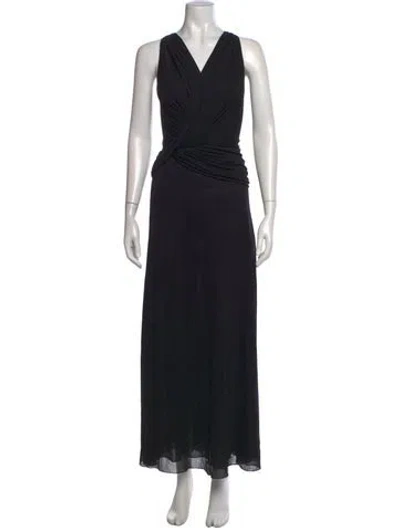 Pre-owned Christopher Esber V-neck Long Dress In Black