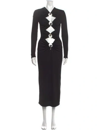 Pre-owned Christopher Esber V-neck Long Dress In Black