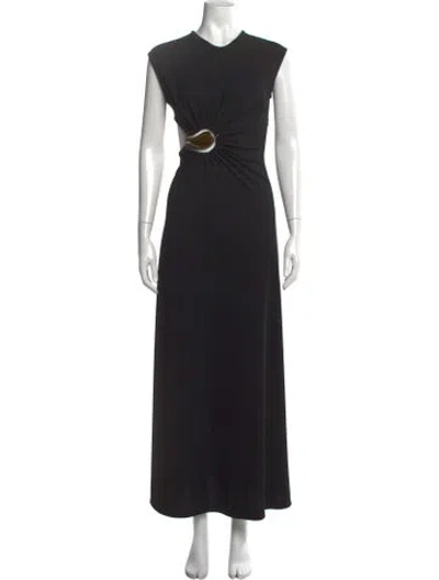 Pre-owned Christopher Esber V-neck Long Dress In Black