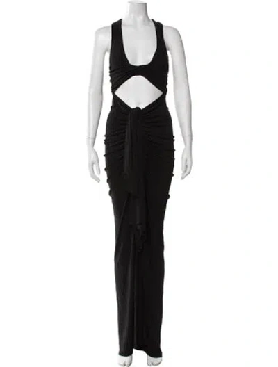 Pre-owned Christopher Esber V-neck Long Dress In Black